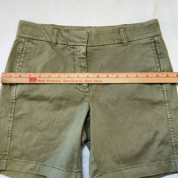 J. Crew Shorts Size 4 Mid Rise Chino Olive Green Cotton Blend 6.5" Stretch H5809 - Picture 10 of 13